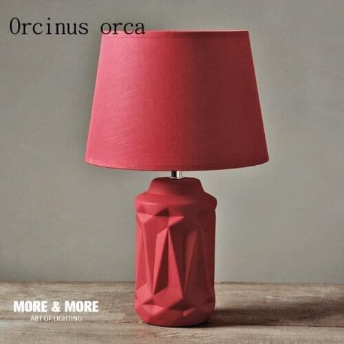 Nordic table lamp bedroom bedside ceramic simple modern warm and lovely warm bed lamp