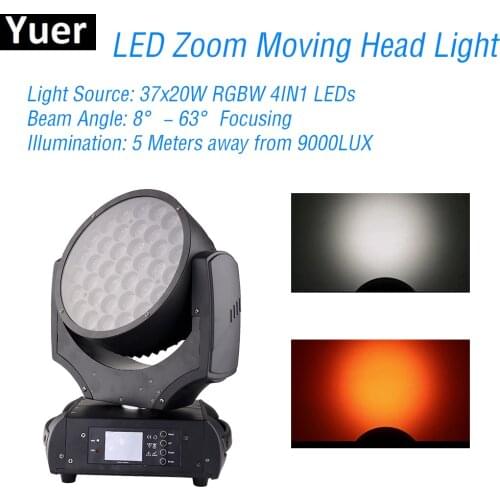 New 37x20W Zoom Moving Head Light LED RGBW 4IN1 DJ Equipment Disco Club Sound Party Light Music Projector Zoom Move Head Light