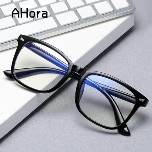 Ahora Men Retro Square Reading Glasses Anti Blue Presbyopia Glasses Women Clear Lens Spectacles Frame With Degree +1.5 +2.0 +2.5