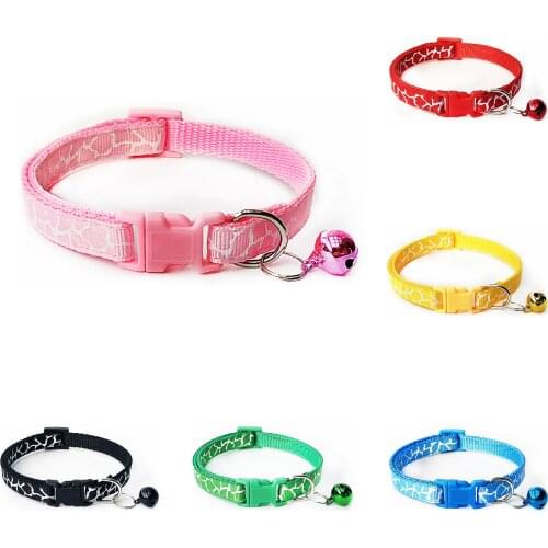 Hot Leopard Pet Collar Convenient Cute Adjustable With Bells cat Necklace Nylon Polyester Puppy Dog Buckle Collars Supplies