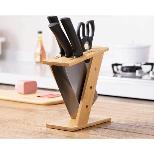 OTHERHOUSE Creative Wood Knife Holder Organizer Knife Block Stand Display Knives Storage Shelf Rack Kitchen Utensil Holder