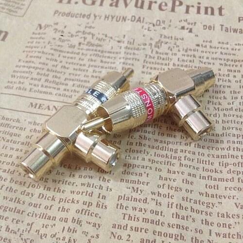 2PCS/lot RCA Male to dual 2xRCA Female Right Angle L Type Y Splitter copper Gold Plated AV Audio Video Adapter Plug Converter