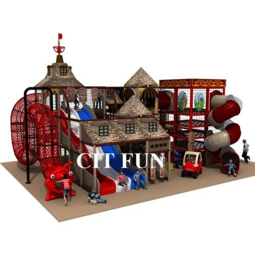Customize CE certificate Amusement Park Million Ball Pit Indoor playground with big climb rope tunnel and slide IP-032A