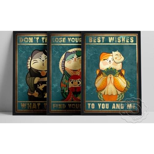 Don'T Tell Me What To Do Poster, Best Wishes To You And Me Wall Painting, Positive Text Wall Decor, Vintage Luck Cat Art Prints