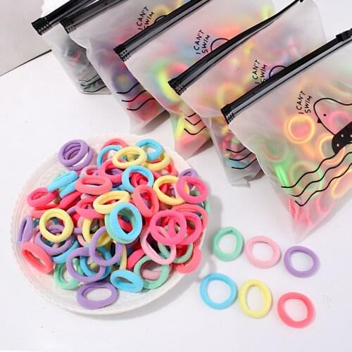 100pcs Elastic Hairbands Children Girls Ponytail Holder Scrunchie Rubber Band Headband Hair Ties Candy Color Hair Accessories