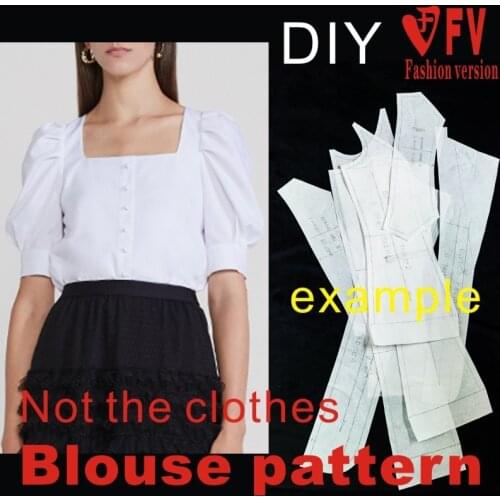 Puff Sleeve Square Neck Shirt Pattern European and American Style Clothes Cutting Drawing BCY-137