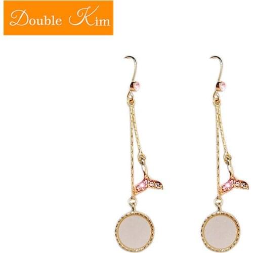 Fish Tail Tassel Stud Earrings Alloy Material Inlaid Zircon Gold Plated Ear Hook Earrings Fashion Trendy Women Jewelry Gif
