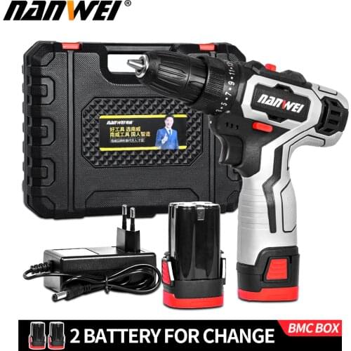 2020 new style NANWEI 12V 18V Screwdriver Mini Lithium-Ion Battery 3/8-In new color for household