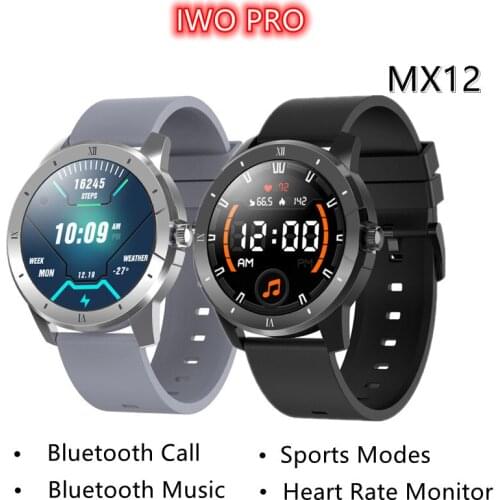 MX12 Smartwatch Men Women ,IP68 Waterproof 256M Music Player, Bluetooth Call Smart Watches For Android ios PK Huawei GT2 2021