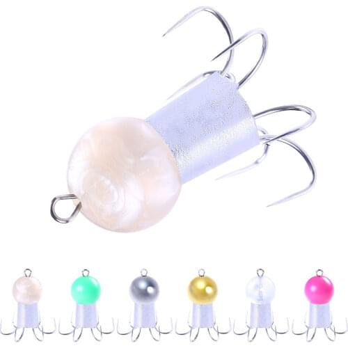 Luminous Octopus Hook Squid Jigs 52g 62g Jig Head Artificial Cuttlefish Fishing Hooks Pike Bass Carp Fishing Jigs with 6 Hooks