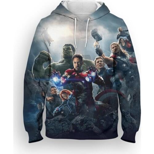 Sweatshirt With Hood Men Marvel Hero 3D Print The Avengers Women Pullover Streetwear Spring Autumn Boy Girl Kids Hoodies