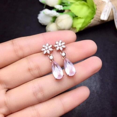 Vintage Charm Rose Quartz Earring 925 Sterling Silver 100% Natural and Real Rose Quartz Earring