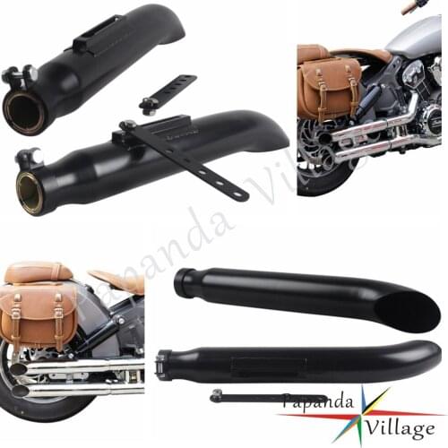 2x Antique Slash Cut 35-41MM Retro Bend Tail Muffler Exhaust Pipe Vertical Vintage Silencer Pipes For Bobber Cafe Racer Chopper