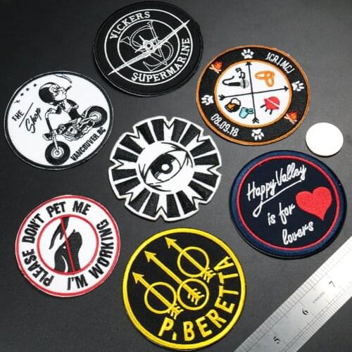 High Quality Round Punk Badges Iron On patches for Clothing Diy Clothes Hat Appliques Eyes Embroidered Motorcycle Bikers Badges