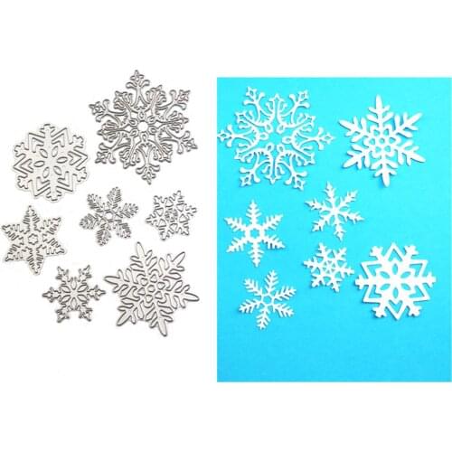 WYSE Metal Cutting Dies 7pc Snowflake Dies Christmas Craft Die Cut stencil for DIY scrapbooking Photo Album Paper Card template