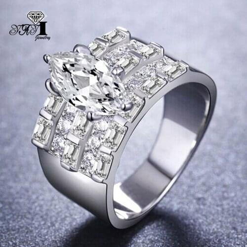 YaYI Jewelry Fashion Princess Cut 4.6CT White Zircon Silver Color Engagement Rings wedding Rings Party Rings