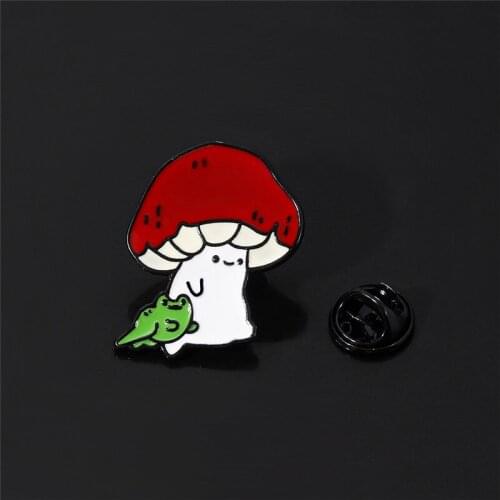 Mushroom frog Pin badge Vintage Brooches for Women Men Pin Fashion Dress Coat Accessories Cute Jewelry