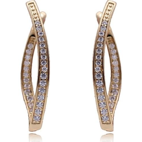 Fashion Cubic Zirconia Stud Earrings For Women Girl Gold Color Long Luxury Korean Earring Female Jewelry Gifts