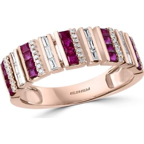 BAOSHINA Imitation Rose Gold Ring For Women Red White Square Crystal Zircon Ring For Women Engagement Wedding Jewelry Accessorie