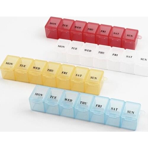 1PC 6Colors 7 Days Weekly Candy Tablet Pill Medicine Box Case Holder Storage Organizer Container Case Pill Vitamin Box Splitters