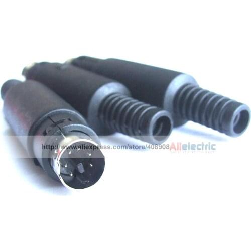 10pcs 6 Pin Mini DIN Male Plug Connector with Plastic Handle for Mouse Keyboard