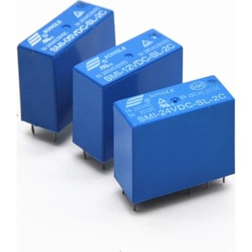 2PCS SMI-05VDC-SL-2C SMI-12VDC-SL-2C SMI-24VDC-SL-2C 8pin 5A 250VAC/30VDC 5VDC 12VDC 24VDC Power Relay New