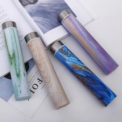 260ML Slim Stainless Steel Thermos Wood Grain Insulated Vacuum Flasks Thermal Bottles Creativity Coffee Mug Cup