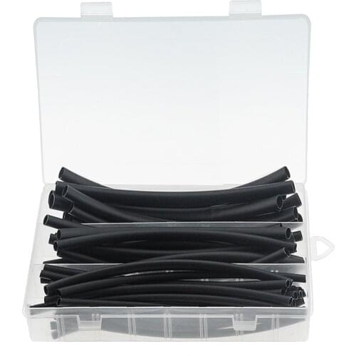 45PCS/Box 4:1 Black Heat Shrink Tubing Electronic DIY Kit Insulated Polyolefin Sheathed Shrink Tubing Cables Tube