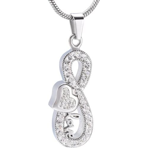Infinity Love Cremation Urn Jewelry Pendant Ashes Necklace Pets/Human Forever Memorial Stash Vial Pendant for Women