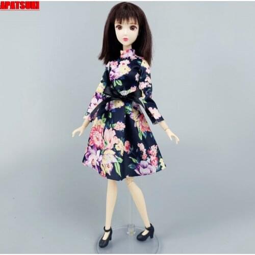Black Flower Floral Doll Dress For Barbie Doll Clothes Outfits Dancing Costume Party Gown For 1/6 BJD Dolls Kids & Baby Toys