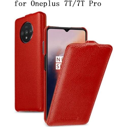 Business Flip Phone Case for Oneplus 7T Pro Genuine Cow Leather Protective Skin Cover for Oneplus 7T 7TPro Handmade Design Bag
