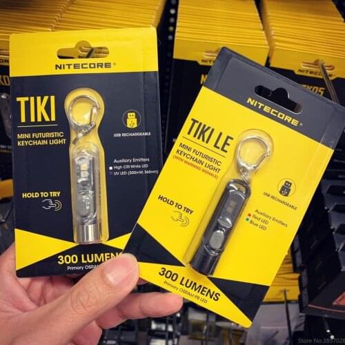 NITECORE TIKI LE Mini Futuristic Keychain light USB Charging CRI white UV LEDs Torch max 300 lumen built-in battery flashlight
