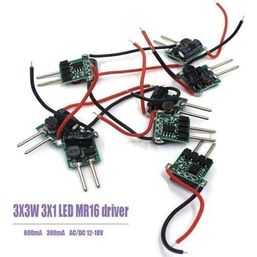 Hot 3X3W 600mA 3X1W 300mA MR16 LED driver 3X3W transformer power supply for MR16 12V lamp, power 3pcs 3W LED high power lamp