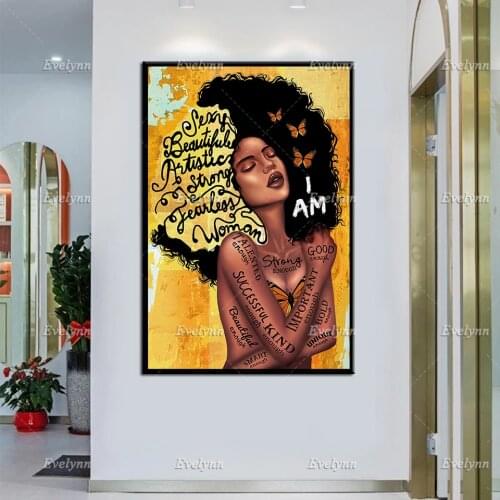 I Am Black Queen Canvas, Black Women Poster,Afro Women Art, African American Queen Art Print, Afro Girl Home Decor Unique Gift