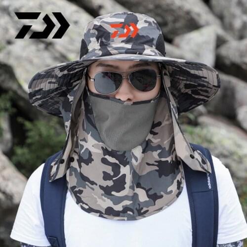 2020 Man Cap Daiwa Fishing Sun Hat Foldable Outdoor Climbing Fisherman Hat UV Protection Sunshade Hat Big Eaves Adjustable Hat