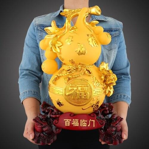 CHINESE FENGSHUI LUCKY MONEY GOURD RESIN STATUE HOME DECOR LIVING ROOM DECORATIONS ACCESSORIES OFFICE ORNAMENT BIRTHDAY PRESENT