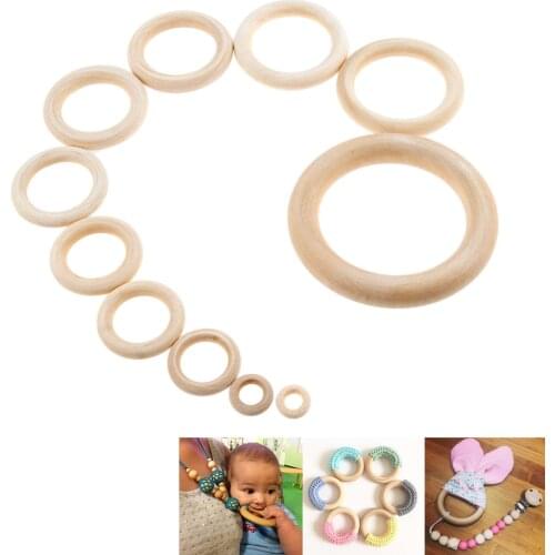 1-100pcs Wooden Rings Unfinished Hoops Jewelry Making DIY Teething Toys Pacifier Holders 15/20/35/40/45/50/55/60/65/70/100mm