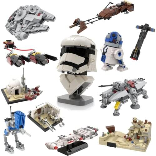 Star Wars Block Cartoon Small Building Block Micro MODEL Figure Millennium Imperial Spaceship Mandalorian Lightsaber Toy for Kid