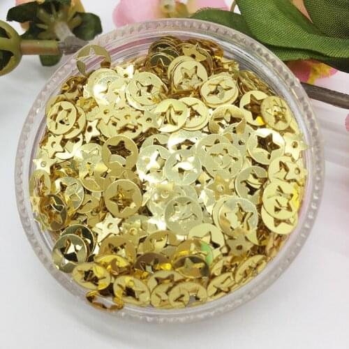 LNHOME 50g/Lot 6mm Light Gold Star Round Sequins Shining Flake PVC Paillette Loose Flat Sequins Garment Accessories Sequins