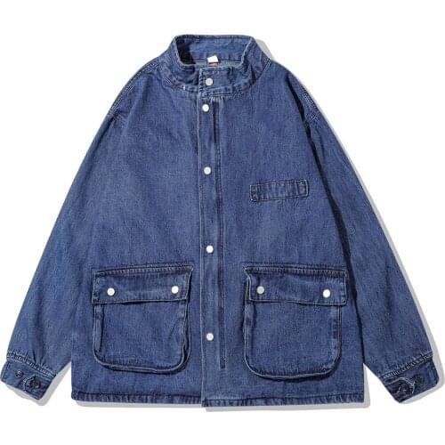 Men Denim Jacket 2021 Spring New Mens Oversize Jean Jacket Hip Hop Pockets Coats