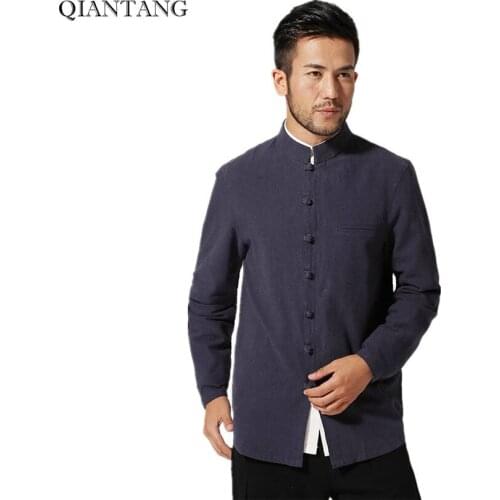 New Traditional Chinese Mens Cotton Linen Jacket Coat Long sleeve Clothing Size S M L XL XXL XXXL Ms003