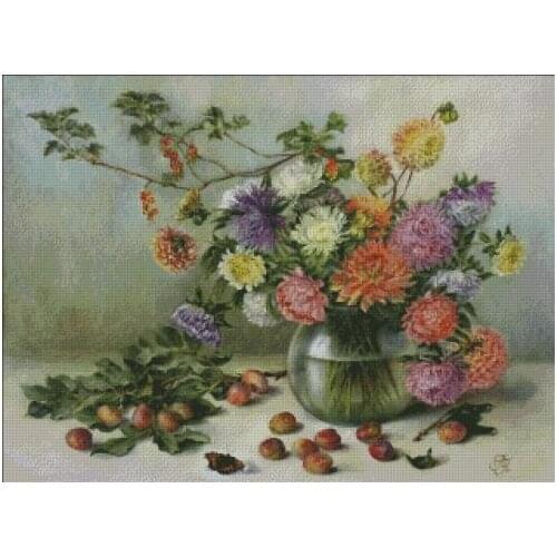 Wildflowers in a vase Flower 1 Top Quality Embroidery Needlework 14CT Unprinted Cross Stitch Kit DIY Art Handmade Home Decor