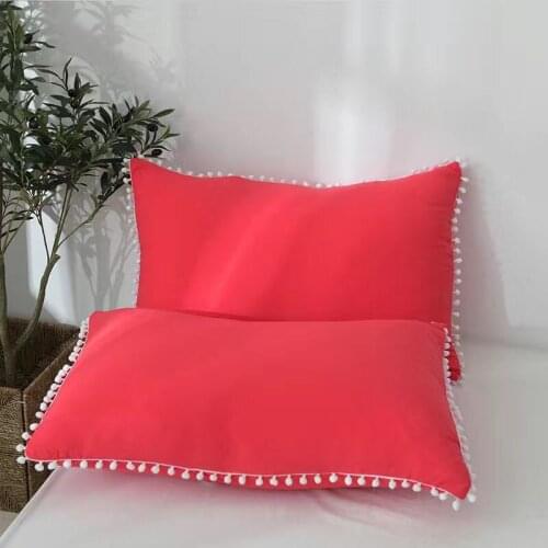 2020 New Cotton Cute Fur Ball Pure Color Pillowcase Can Not Afford The Ball And Does Not Fade Single/Double Pillowcase