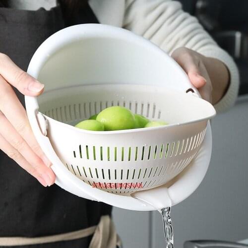 New Double Drain Rice Washing Colander Basket Bowl Washing Kitchen Strainer Noodles Vegetables Fruit Washing Basket For Rice