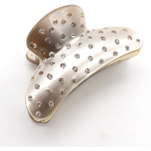 New Gray Gold Acrylic Crystal Hair Clip Claw For Women Girl Elegant Hairpins Paryty Wedding Hair Jewelry Accessories