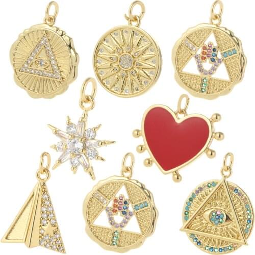 Red True Heart Necklace Charms Evil Eye Diy Earrings Charms Bracelet Pendant Chramrs for Jewelry Making Supplies Gold Resin