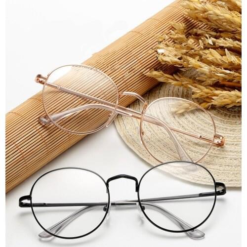 Popular Fashion Round Womens Eye Glasses Transparent Spectacle Classic Retro Metal Frame Men and Women Optical Computer Glasses