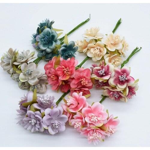 DIY christmas garland new Year decoration artificial flowers for home decor bridal accessories clearance silk cherry needlework