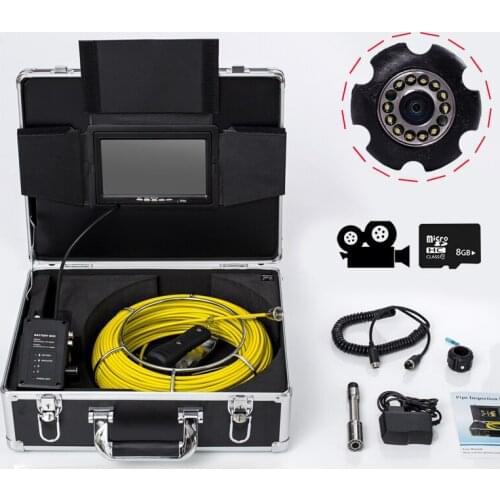 7Inch Screen Monitor Drain Pipe Video Inspection Camera System 20M Cable High Definition 720P Pipeline Camera DVR Function