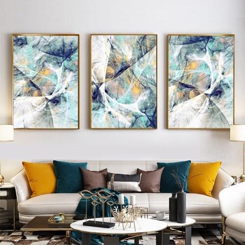 WANGART Lager Size Nordic Poster Blue Red Abstract Painting Colorful Cloud Oil Paintings Wall Picture For Living Room Home Decor